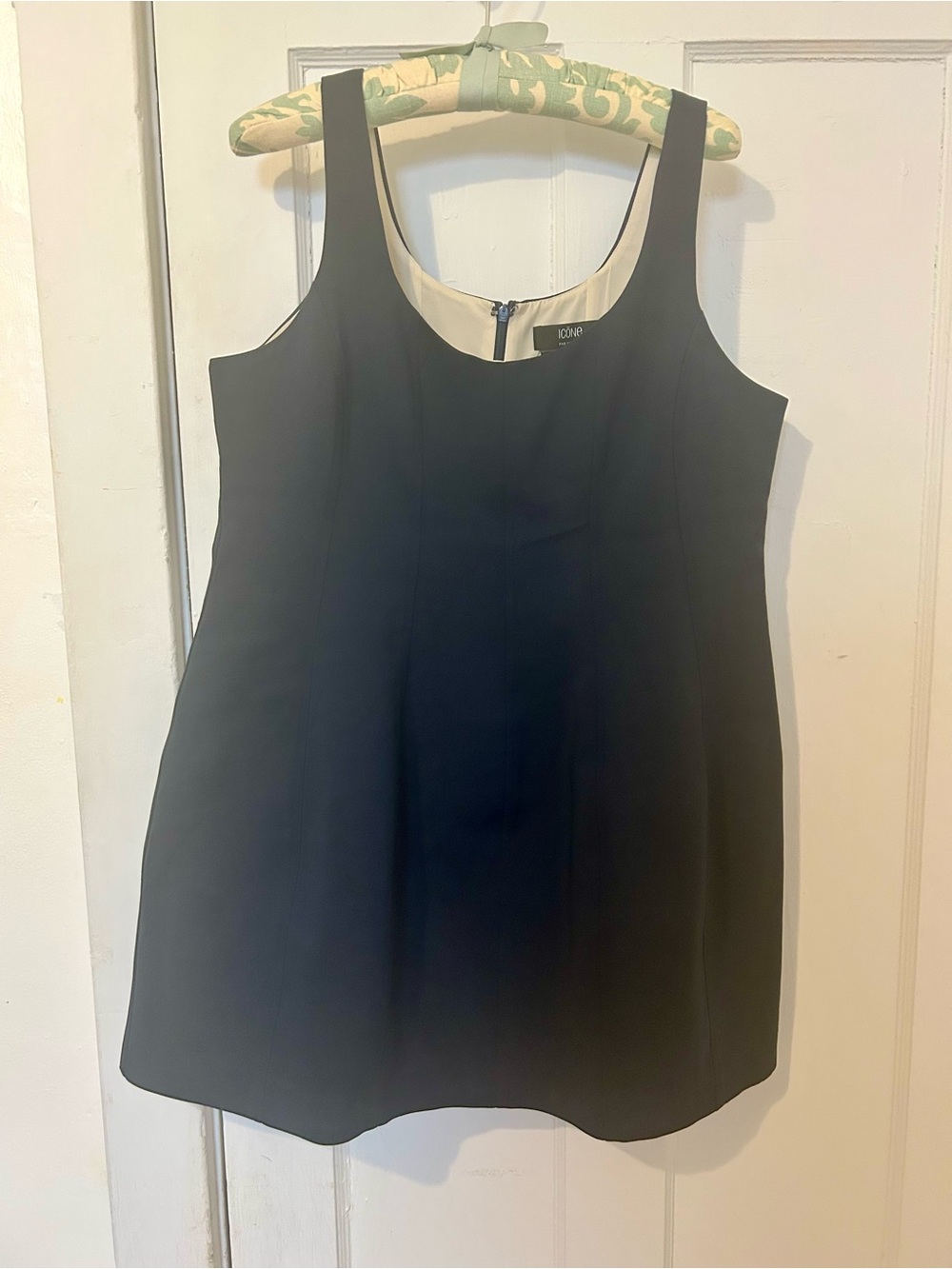 Navy Sleeveless Structured Dress with Cream Lining